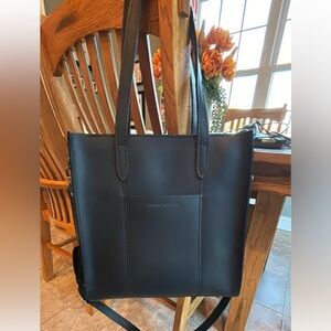 Almost Perfect large Lola zipper crossbody tote in black